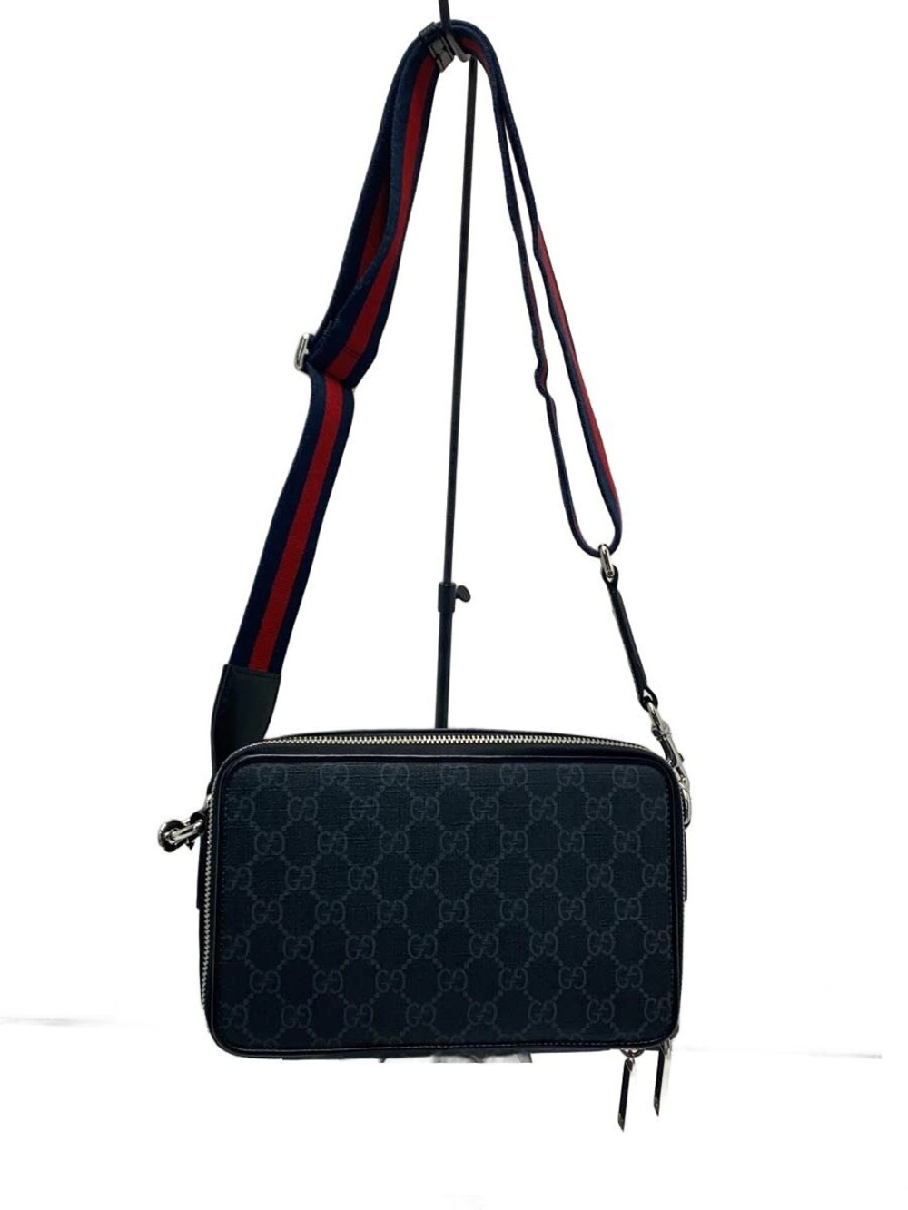 Gucci GG Supreme Shoulder Bag Leather Black All over